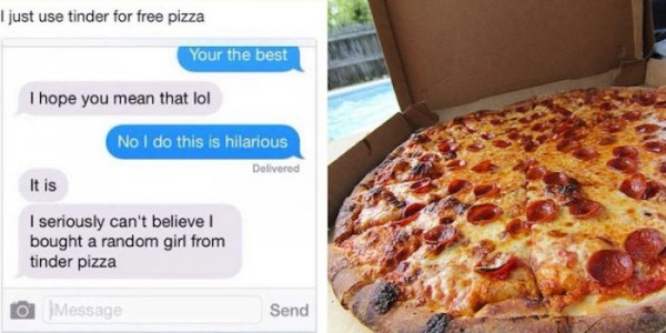 Las mujeres están usando el Tinder para hacer que los hombres les compren Pizza. ¡Qué horror!