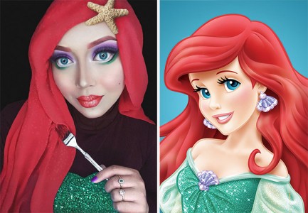 ¡Una chica de Malasia usa sus velos para transformase en princesas de Disney!