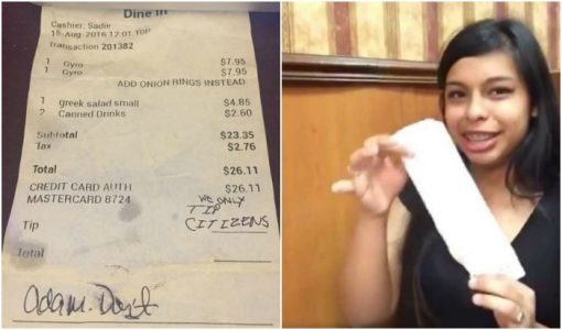 Clientes dejaron una nota racista para una mesera latina en Estados Unidos