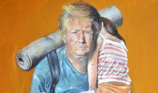 El artista sirio que retrata a los líderes mundiales como refugiados