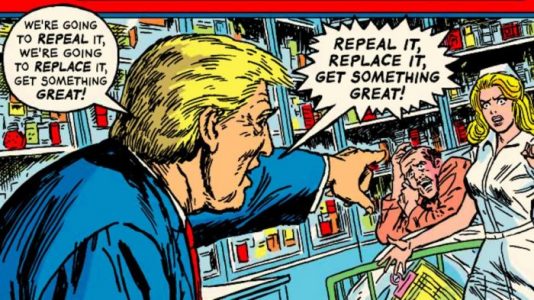 Artista hace de Donald Trump un villano de historietas