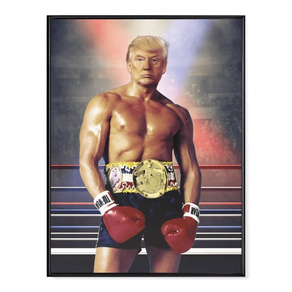 Trump tuiteó una foto de su cabeza en el cuerpo sin camisa de Rocky